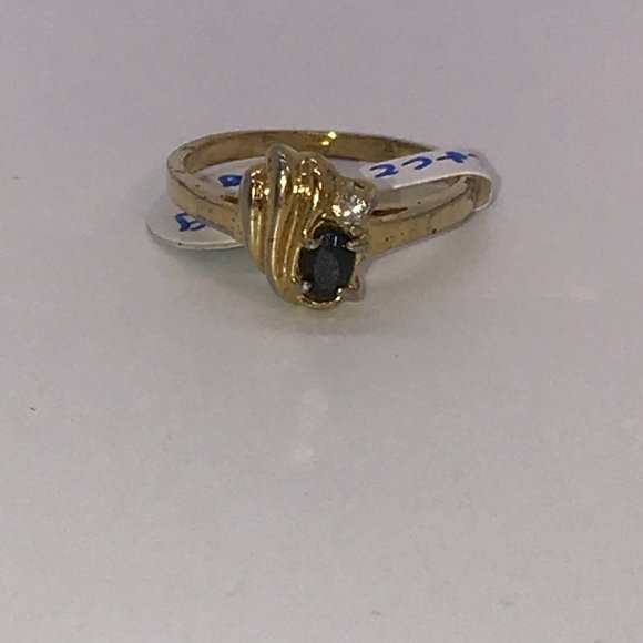 Vintage 14 ktgf Sapphire and Cz Ring, Size 7 - Picture 3 of 14